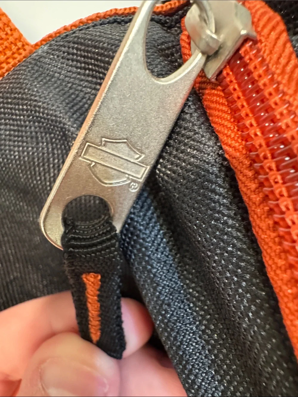 Harley-Davidson Black and Orange Logo Duffel Bag